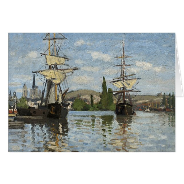 Claude Monet Ships on the Seine River Travel Art (Devant horizontal)