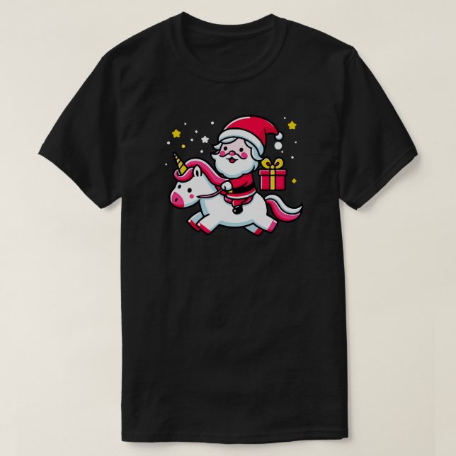 clause santa mignonne équitation unicorn TShirt (Design devant)
