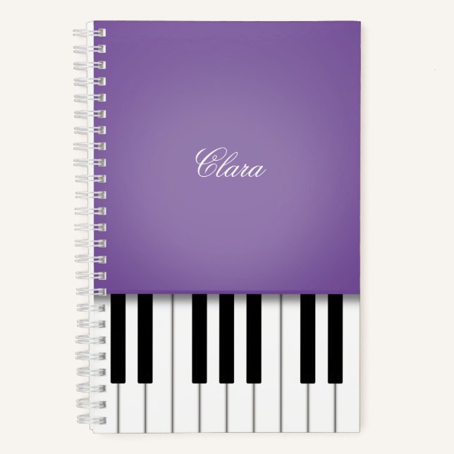 Clavier de musique de piano violet Cahier personna (Recto)