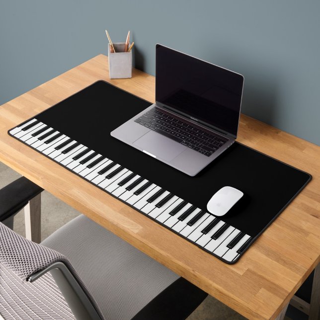 Clavier de piano de taille réelle (piano keyboard true size desk mat, black and white, customizable)