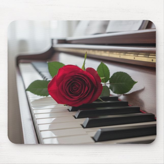 Clavier de piano et une rose - Tapis de souris élé (Devant)
