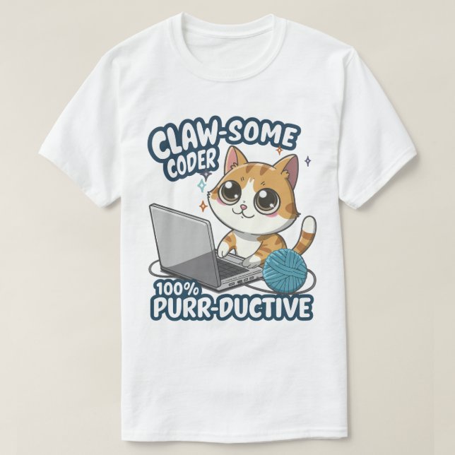 Claw-some Coder Anime Chat T-Shirt - Drôle Program (Design devant)
