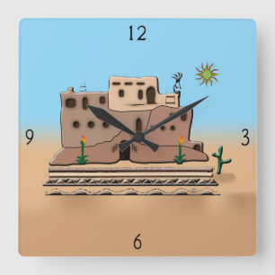 Clay House Carré Horloge murale