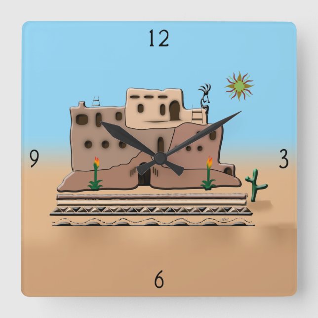 Clay House Carré Horloge murale (Recto)