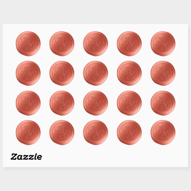 Clay Orange Calligraphie Monogramme Stickers cire (Feuille)