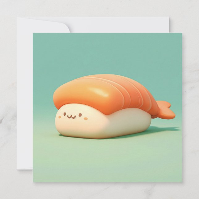 Clay Shrimp Nigiri Sushi Illustration Postcard (Devant)
