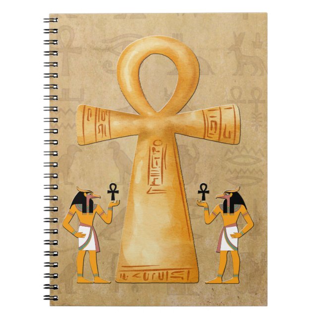 Clé Ankh de la vie sur cahier hiéroglyphique (Devant)