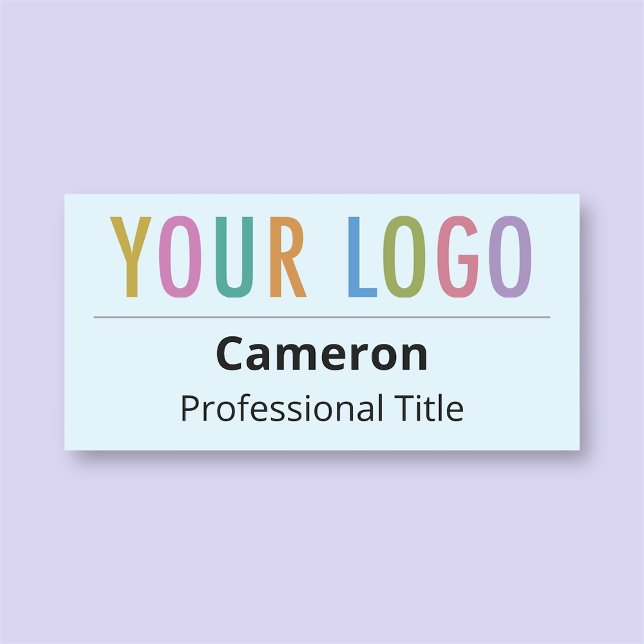 Clé Bleu Nom Étiquette avec Logo Professionnel (MISOOK 3 x 1.5 inch Light Blue Name Tag with Logo)
