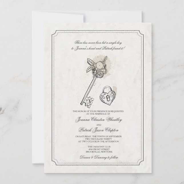 Clé De Mes Invitations De Mariage Coeur (Devant)