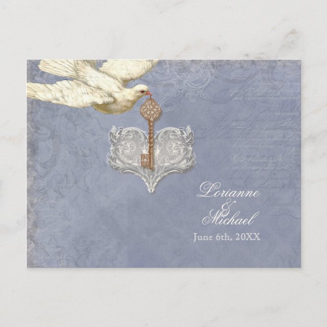 Clé de mon coeur, Doves RSVP réponse carte postale (Devant)