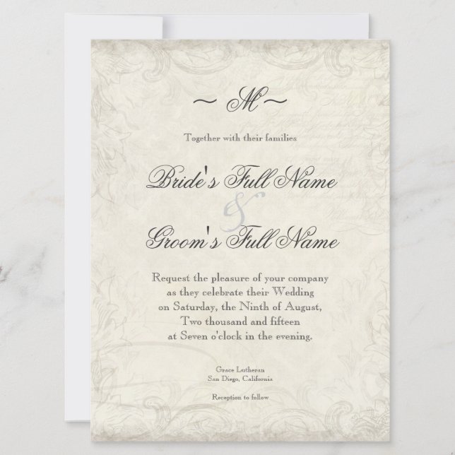 Clé de mon coeur, Doves Swirl Mariage Invitation (Devant)