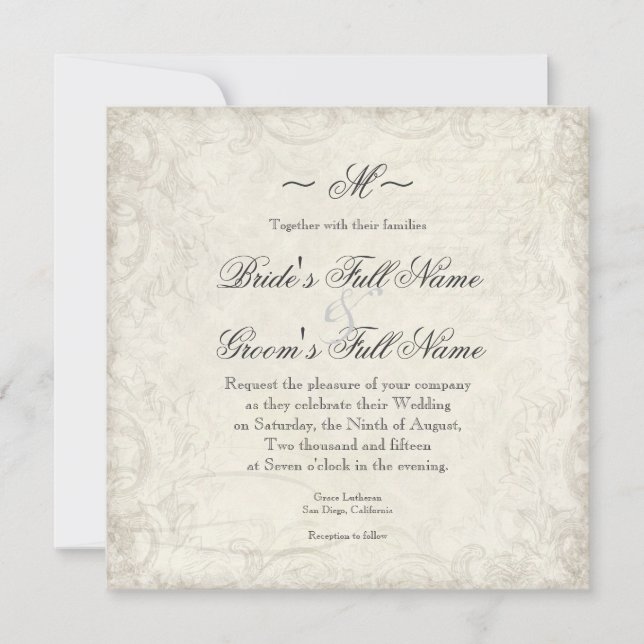 Clé de mon coeur, Doves Swirl Mariage Invitation (Devant)