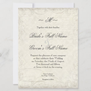 Clé de mon coeur, Doves Swirl Mariage Invitation