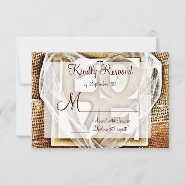 Clé de son coeur Rustique Burlap Mariage Cartes RS (Devant)