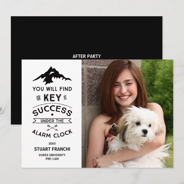 Clé du succès Invitation à un diplôme humoristique (Devant / Derrière)