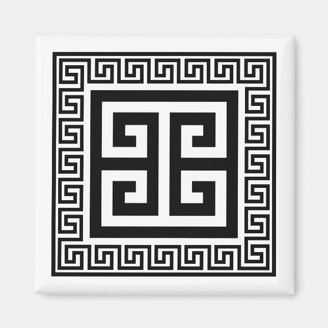 Clé grecque Motif noir Magnet (Devant)