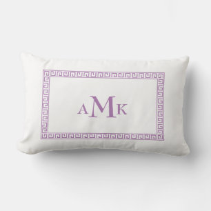 Clé grecque violet Coussin Lumbar monogramme