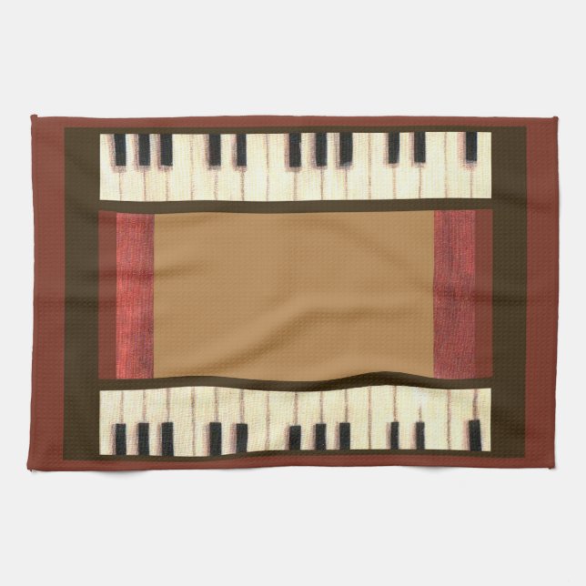 clé piano bordure serviette de cuisine (Horizontal)