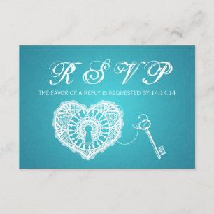 Clé RSVP Mariage Élégante À Mon Coeur Turquoise