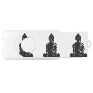 Clé USB Bouddha, noir sur le blanc, bouddhisme, paix, zen,