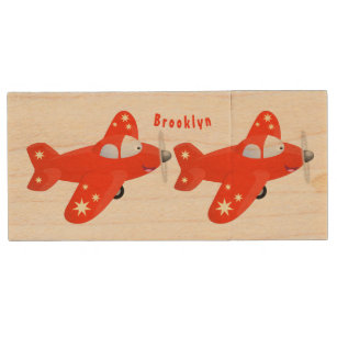 Clé USB Caricature de vol d'avion rouge mignon