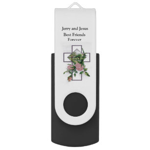 Clé USB Croix Vintage avec thème religieux Rose