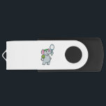 Clé USB Elephant at Tennis with Tennis racket<br><div class="desc">This design is the perfect gift for a birthday,  Christmas and other celebrations. It is suitable for women,  men and kids.</div>