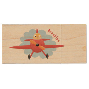 Clé USB Illustration d'un avion rouge volant mignon