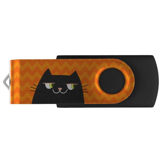 Cle Usb Nom Du Monogramme Orange De Chat Noir Zazzle Fr