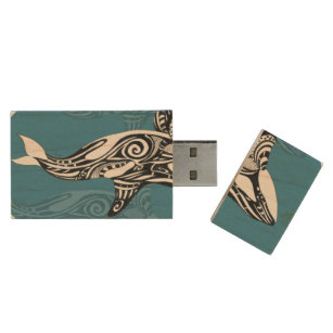 Clé USB Orca Killer Whale Tlingit Indigo encre bleue