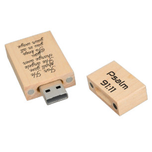 Clé USB Psaume 91:11 Bible Verse Lecteur Flash En Bois