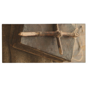 Clé USB Watercolor Cross Bible Christian Art Wood Flash Dr