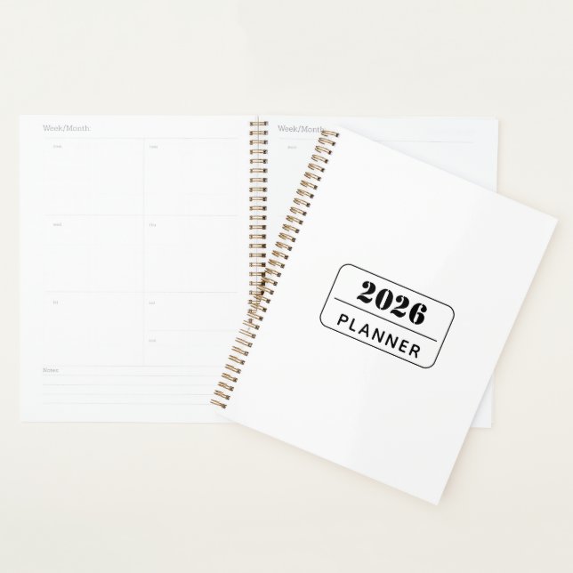 Clean Design Custom Text Modern Organizer Planner (Devant avec enveloppe)