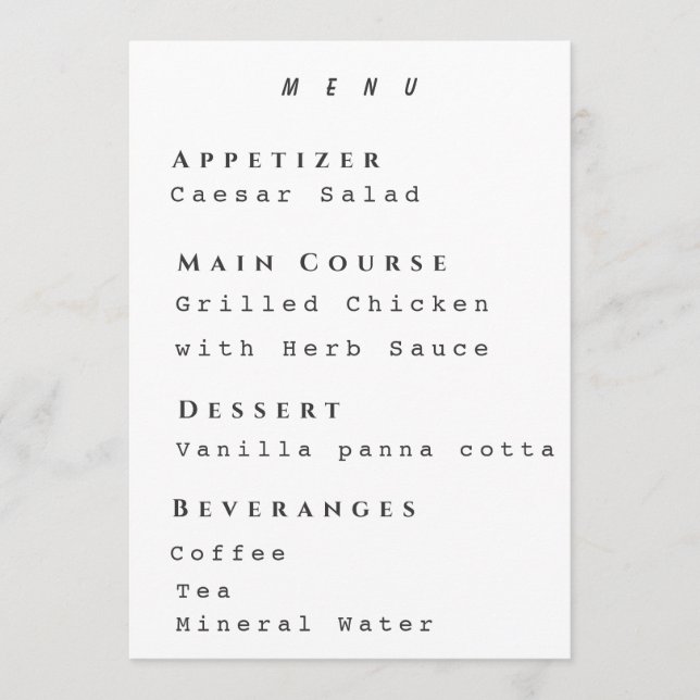 Clean Menu Template Modern Simple Reseption (Devant)