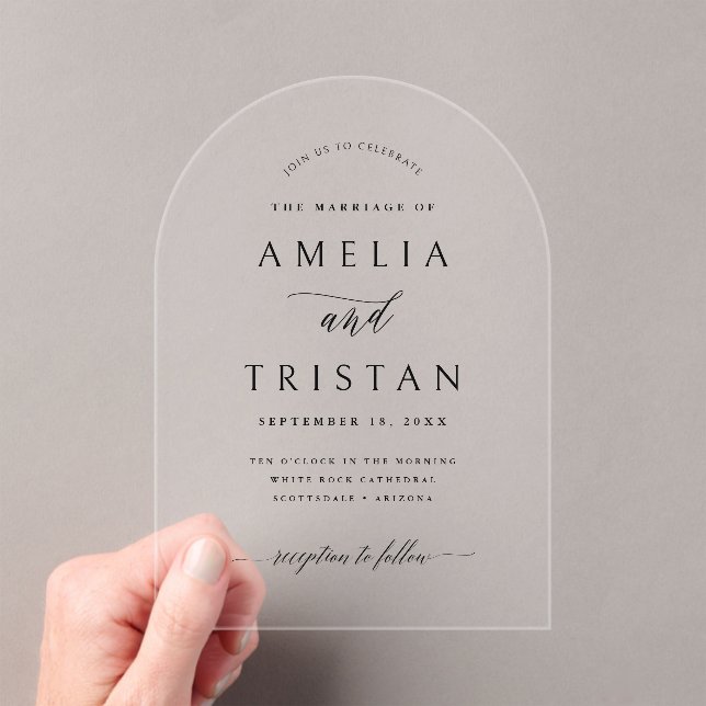 Clear Arch Wedding Calligraphy Invitation Card (In situ (ordinateur de poche))