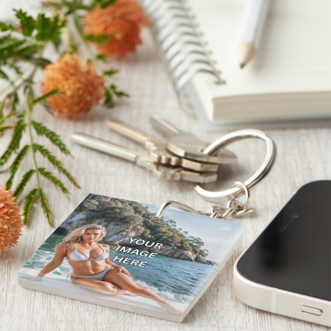 CLEAR! 🔑 Porte-clés en acrylique – Ajouter une im (Devant Droit)