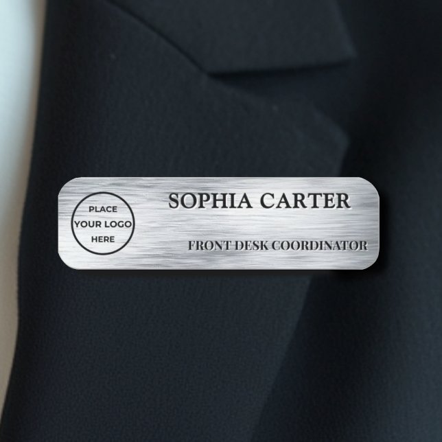 Clear Silver Hairline Classic Name Badge Custom (Créateur téléchargé)