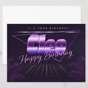 Cleo Name Prénom lila retro Carte Anniversaire