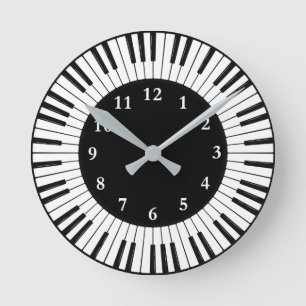 Clés de piano Design Horloge ronde