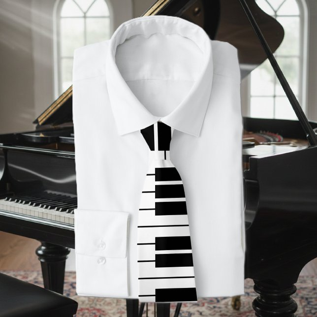 Clés de piano noir et blanc cravate pour pianiste (piano keys neck tie)