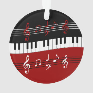 Clés et notes de piano noir rouge élégant