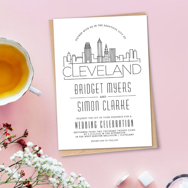Cleveland Mariage | Invitation Skyline stylisée (Créateur téléchargé)