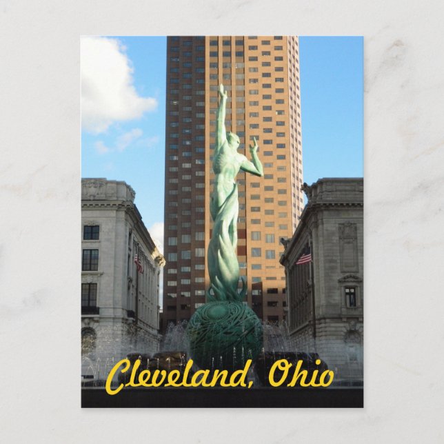 Cleveland, OH Fontaine dans Sunshine Carte postale (Devant)