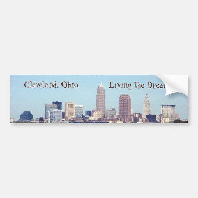 Cleveland Skyline Living Dream Bumper Sticker (Devant)