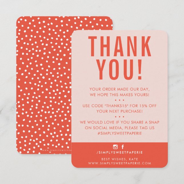 CLIENT MERCI moderne mignon rose pâle orange (Devant / Derrière)