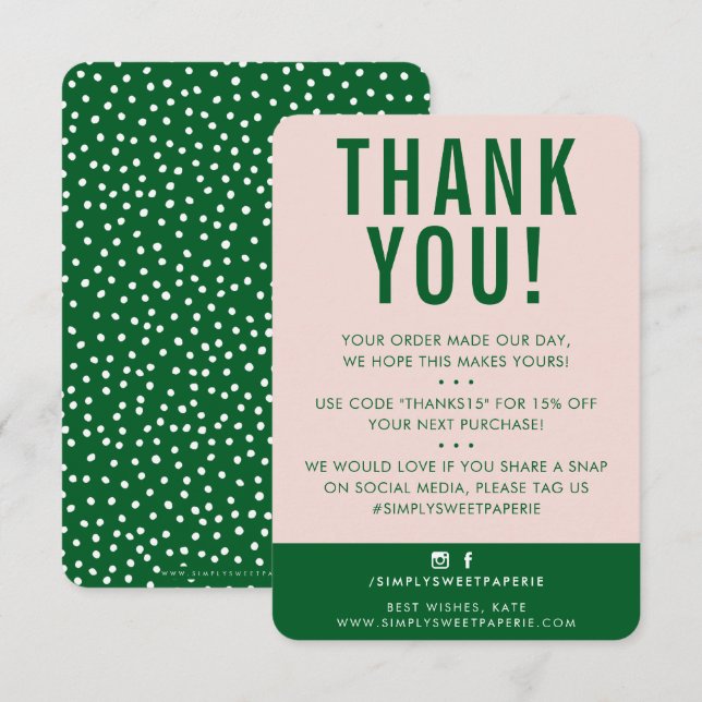 CLIENT MERCI moderne mignon rose pâle vert rose (Devant / Derrière)