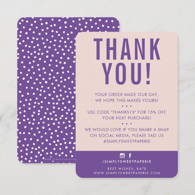 CLIENT MERCI moderne mignon rose rose violet migno (Devant / Derrière)