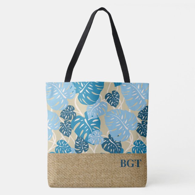 Cliff Hanger Hawaii Monstera Monogram Beach Sac (Devant)
