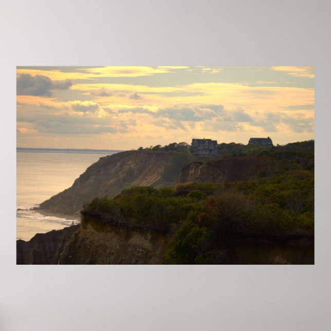 Cliffside Sunset Waterscape Photo Poster (Devant)