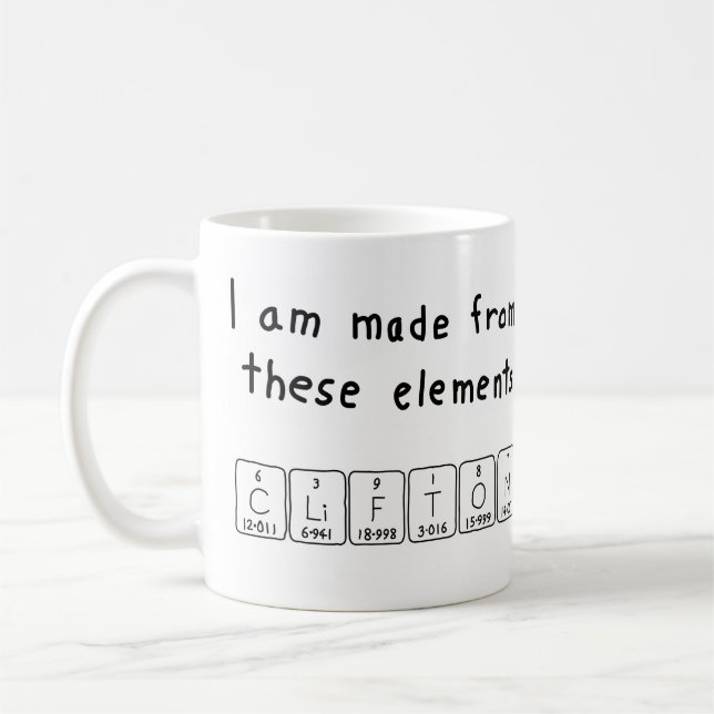 Clifton nom de table périodique mug (Gauche)